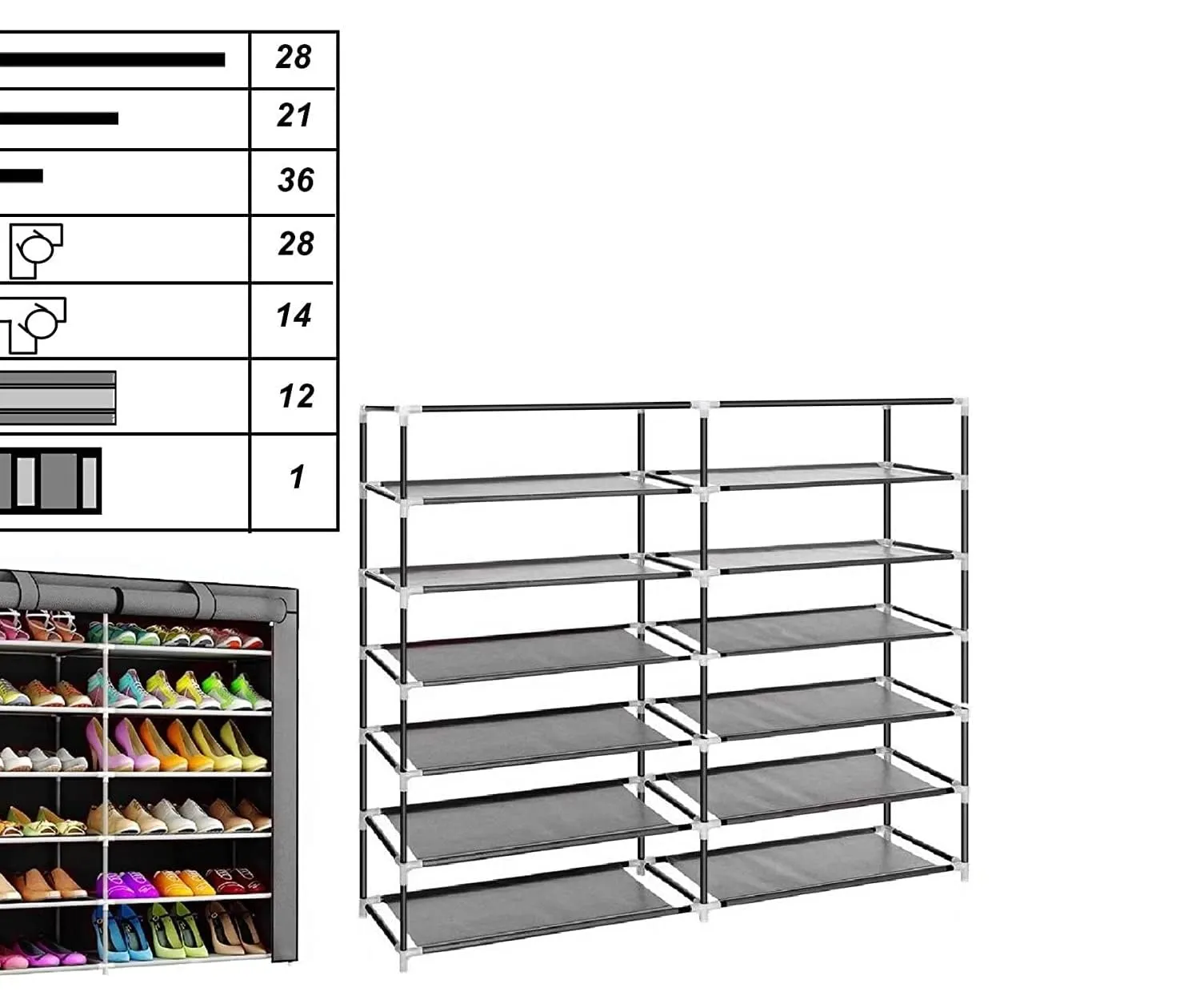 Sterling Shoe Rack for Home with Cover 12 Layer Shoes Stand for Home & Multipurpose Storage Rack with Dustproof Cover & Wardrobe & Metal Pipe Oxford Fabric| Chappal Stand| (Printed Blue)