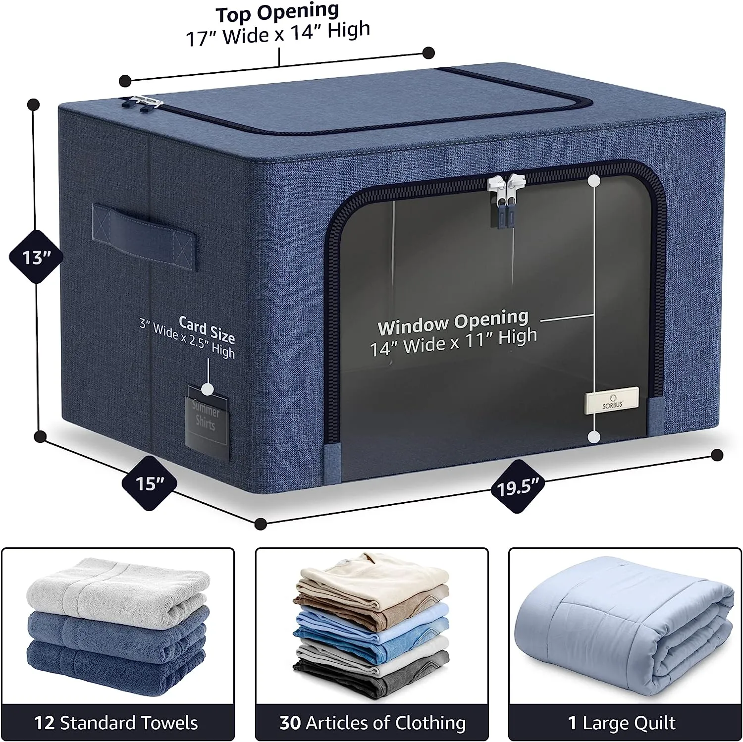 Storage Bins with Metal Frame (Single Pack)