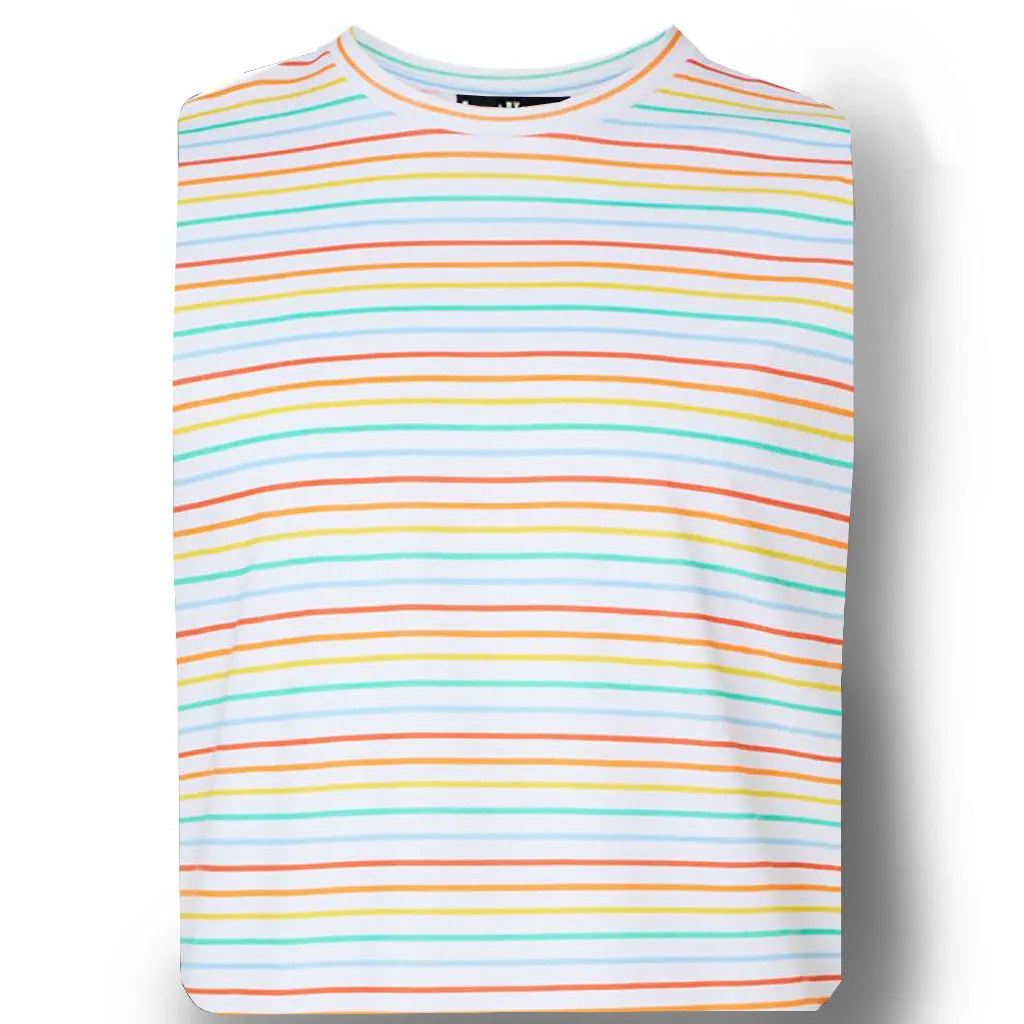 THE BOWERY ROCK N ROLL FIT TEE -  Multi Color Stripe Men's Knit T-Shirt By Robert James