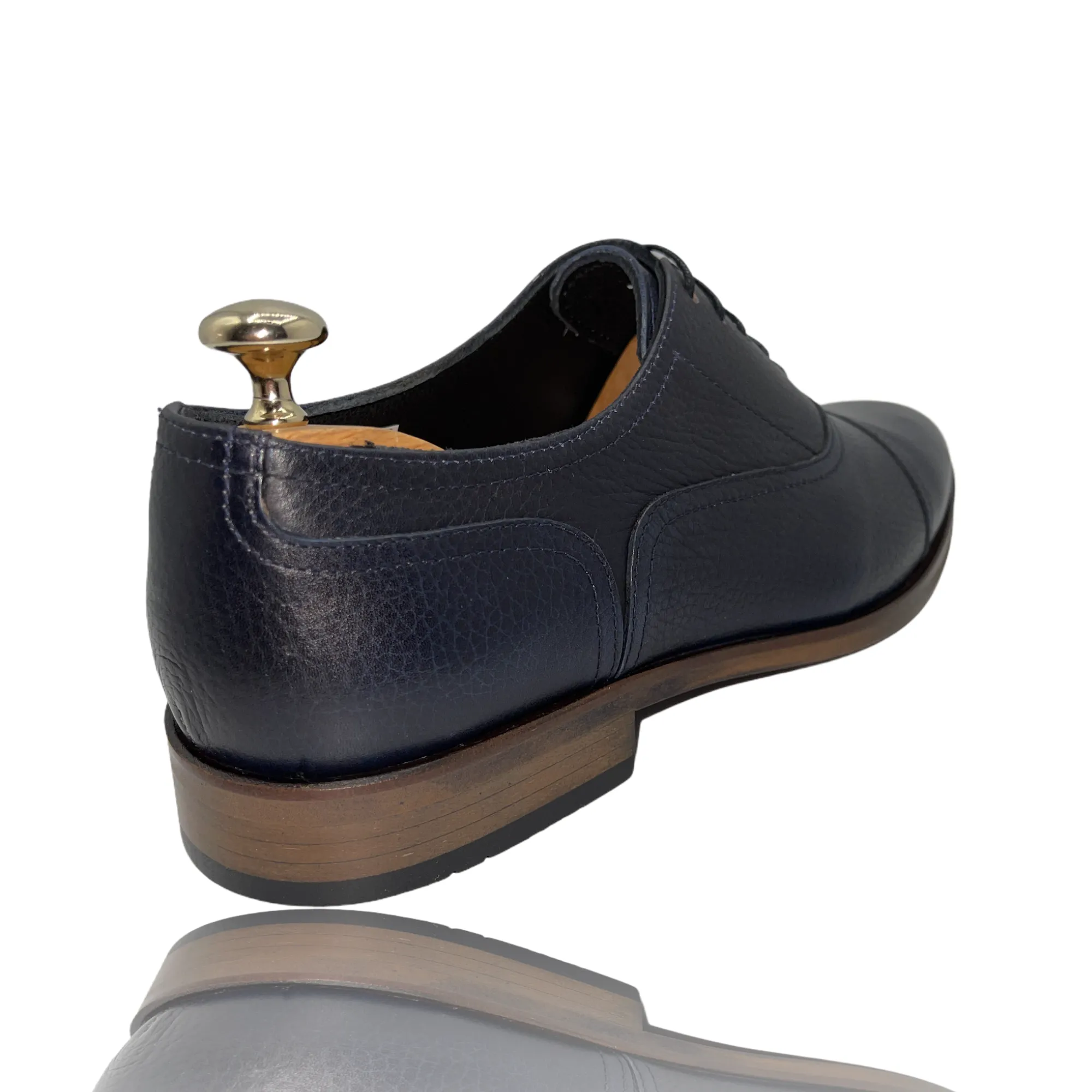 The Largo Dark Blue Leather Cap Toe Oxford Shoe Final Sale!