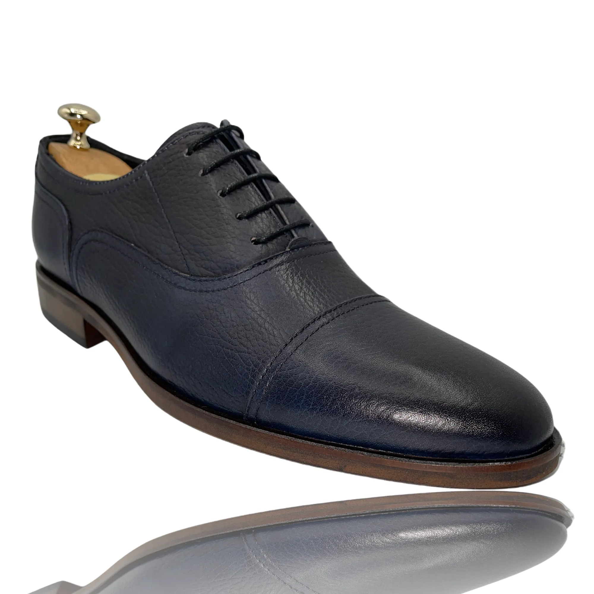 The Largo Dark Blue Leather Cap Toe Oxford Shoe Final Sale!