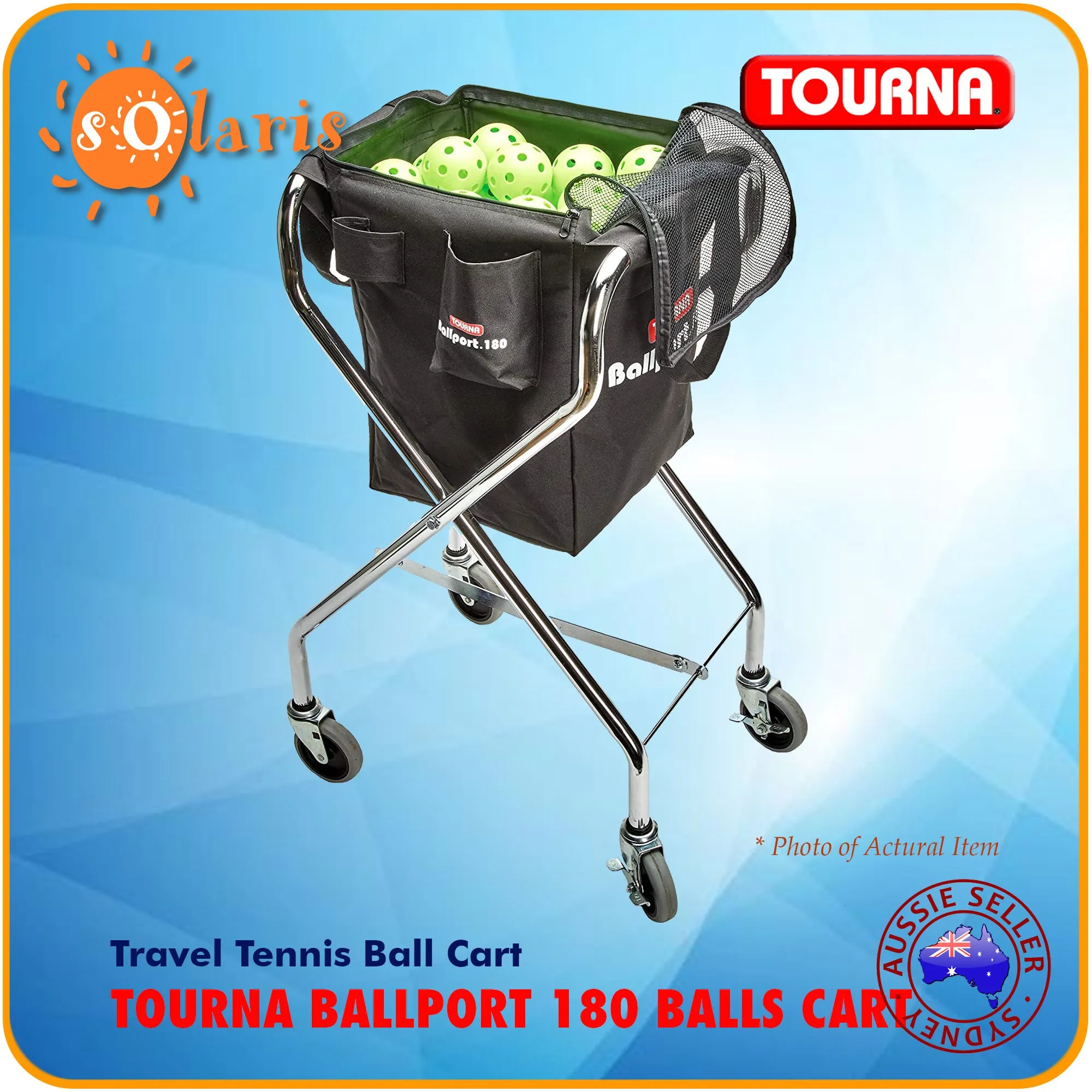 TOURNA Folding Travel Tennis Cart Holds 180 Balls