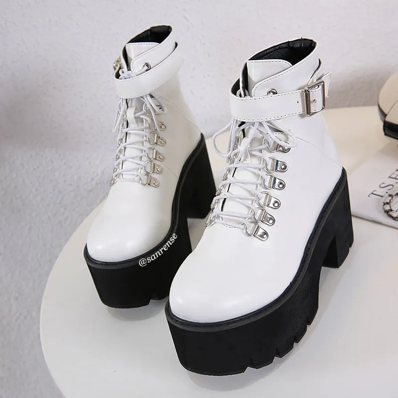 Uniwim Black/White Combat Boots SE21146