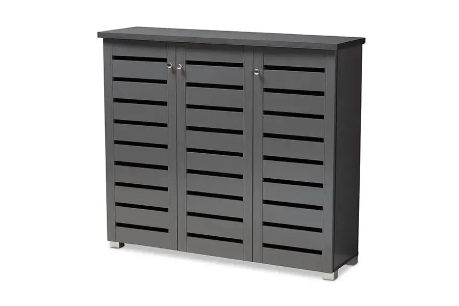 Verdell Dark Gray 3-Door Wooden Entryway Shoe Storage Cabinet