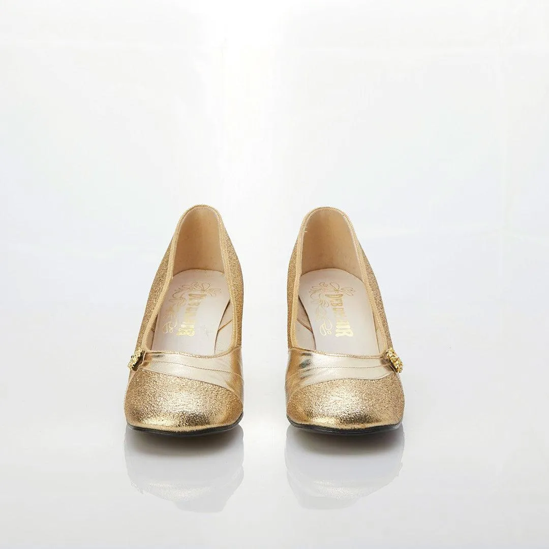 Vintage Deb On Air Vintage Gold Court Shoe UK Size 6