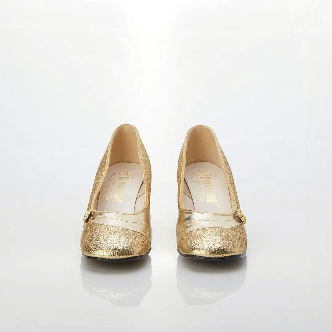 Vintage Deb On Air Vintage Gold Court Shoe UK Size 6