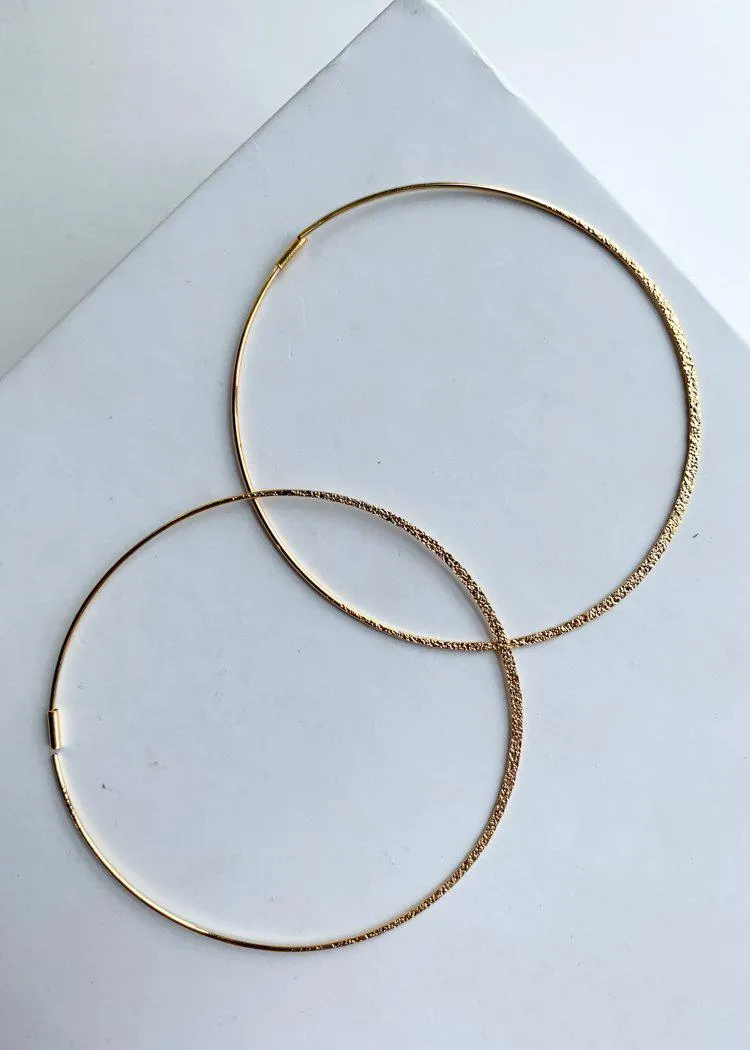 Watmu Gold Textured Threader Hoops