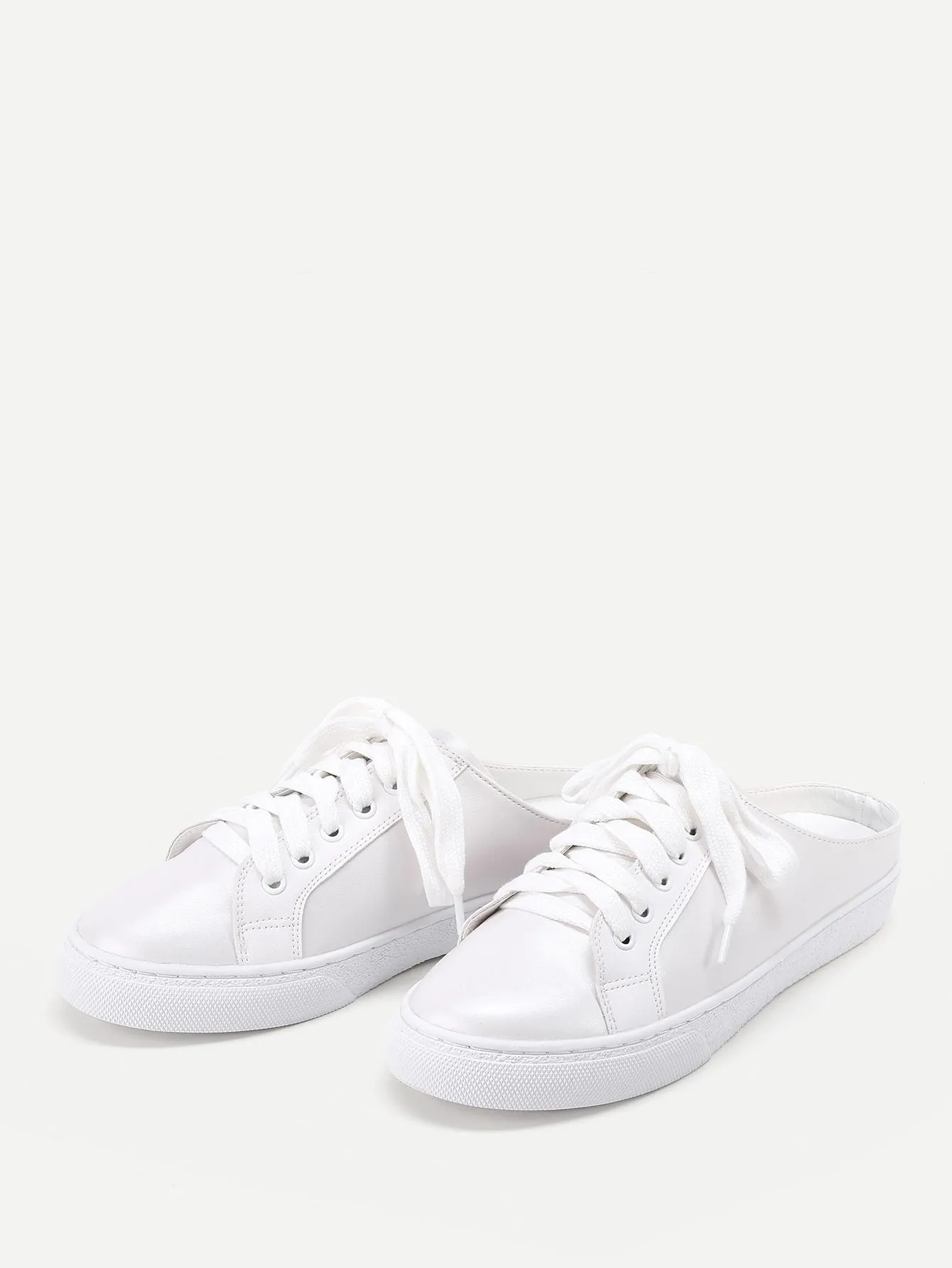 White Lace Up Mule Sneakers