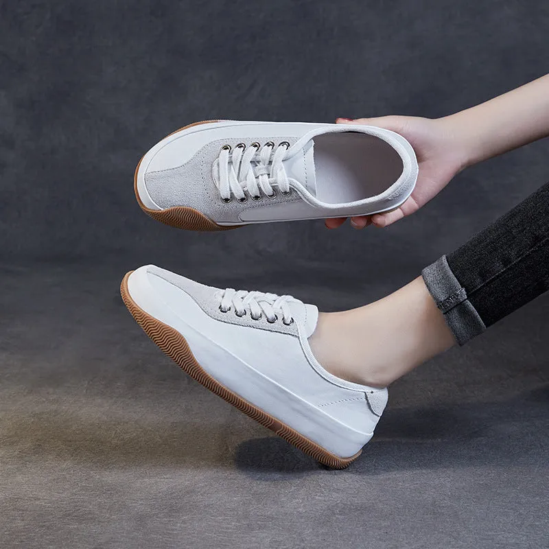 Women Minimalist Soft Leather Casual Training Sneakers