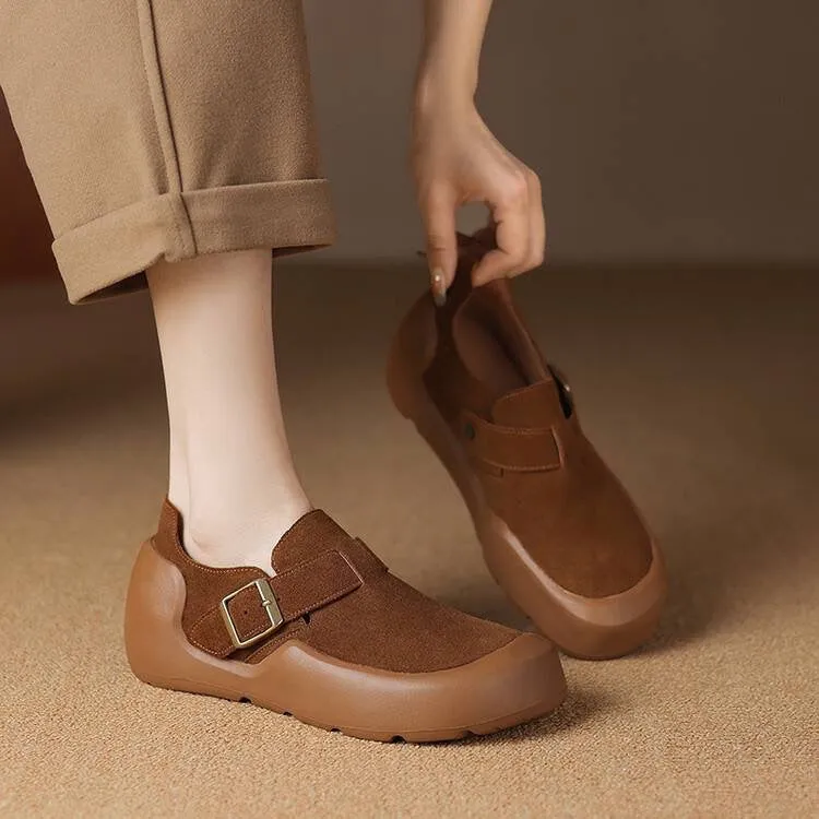 Women Retro Thick- Soled Birkenstocks Suede Leather Shoes