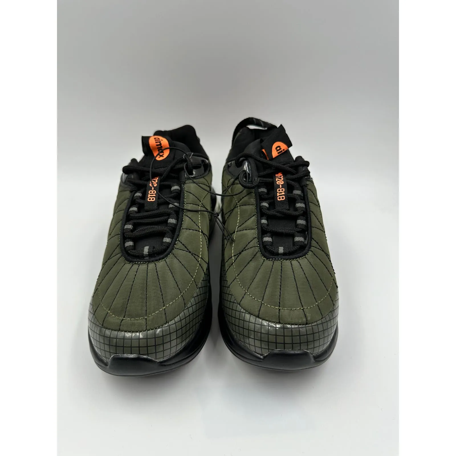 Women's Size 6.5, Green Uppersole with Criss Cross Design & Orange Accents