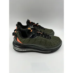 Women's Size 6.5, Green Uppersole with Criss Cross Design & Orange Accents