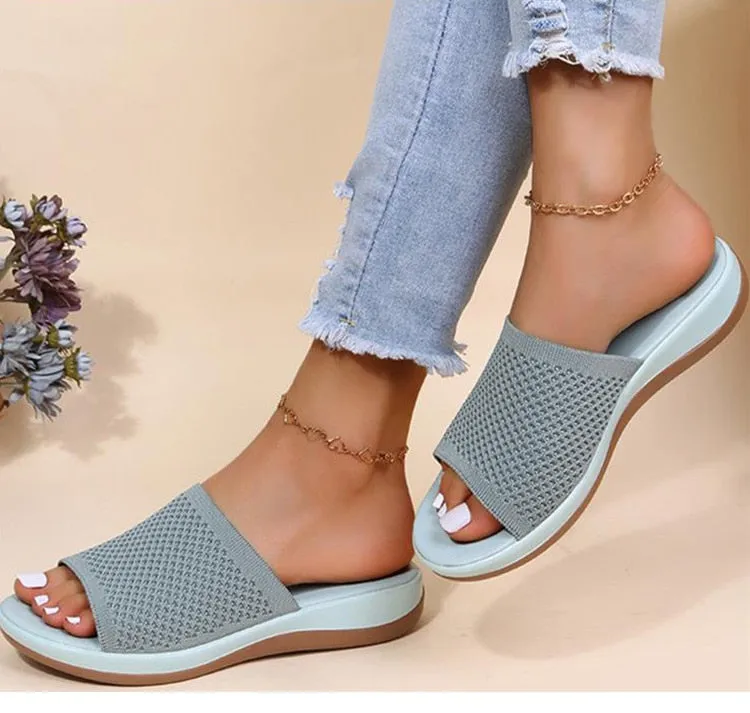 Yeknu Women Sandals New Summer Sandals Shoes Women Heels Sandals Breathable Mesh Slipper Wedges Chaussure Femme Summer Flip Flops