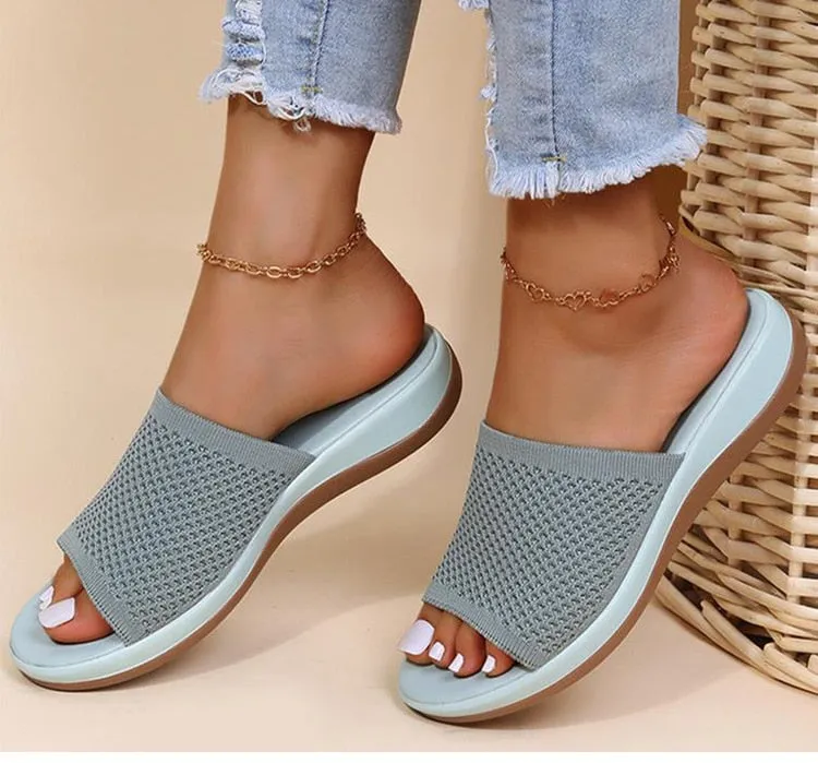 Yeknu Women Sandals New Summer Sandals Shoes Women Heels Sandals Breathable Mesh Slipper Wedges Chaussure Femme Summer Flip Flops