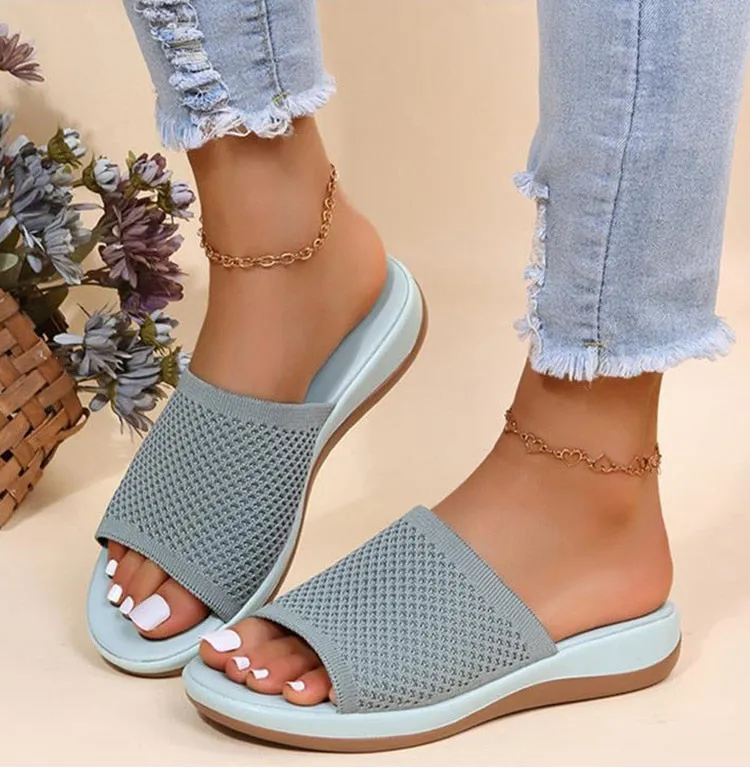 Yeknu Women Sandals New Summer Sandals Shoes Women Heels Sandals Breathable Mesh Slipper Wedges Chaussure Femme Summer Flip Flops