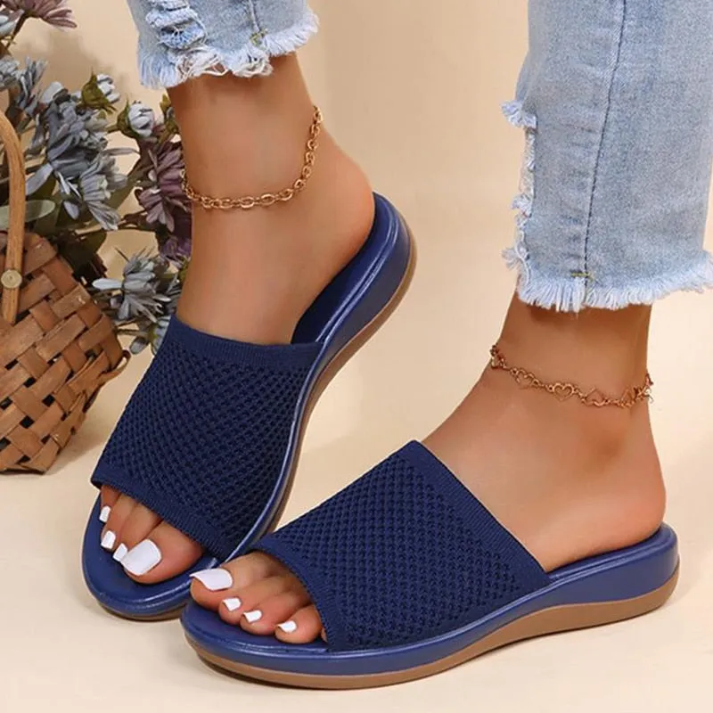 Yeknu Women Sandals New Summer Sandals Shoes Women Heels Sandals Breathable Mesh Slipper Wedges Chaussure Femme Summer Flip Flops