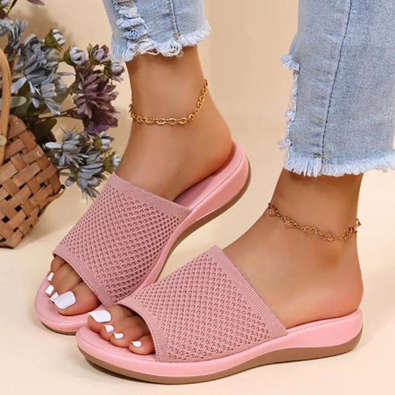 Yeknu Women Sandals New Summer Sandals Shoes Women Heels Sandals Breathable Mesh Slipper Wedges Chaussure Femme Summer Flip Flops