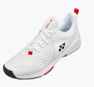 Yonex Power Cushion Sonicage 3 Men's All Courts Shoes  [White/Red]