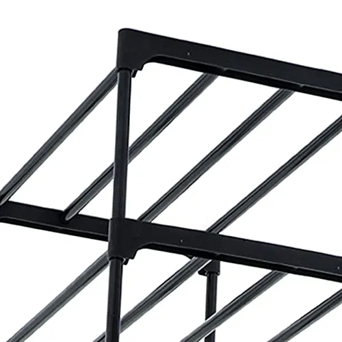 Yosoo Shoe Rack Tall Shoe Rack for Storage Shelf Space Saving Large Shoe Tower Durable Black Metal Stackable Shoe Cabinet with Hooks (1 Column 5 Layers)