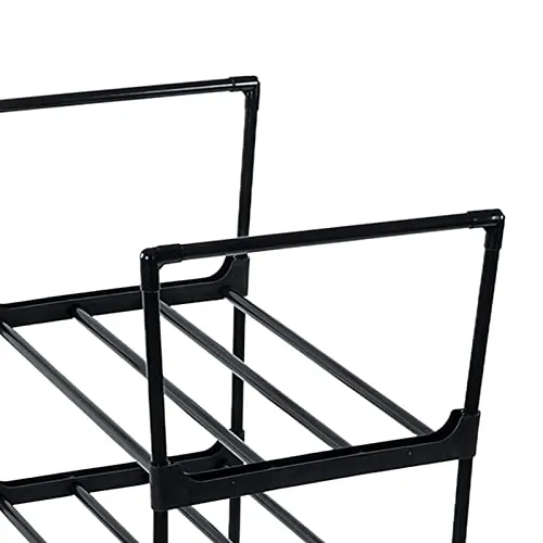 Yosoo Shoe Rack Tall Shoe Rack for Storage Shelf Space Saving Large Shoe Tower Durable Black Metal Stackable Shoe Cabinet with Hooks (1 Column 5 Layers)